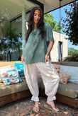 Izi Cheesecloth Button Tee Khaki